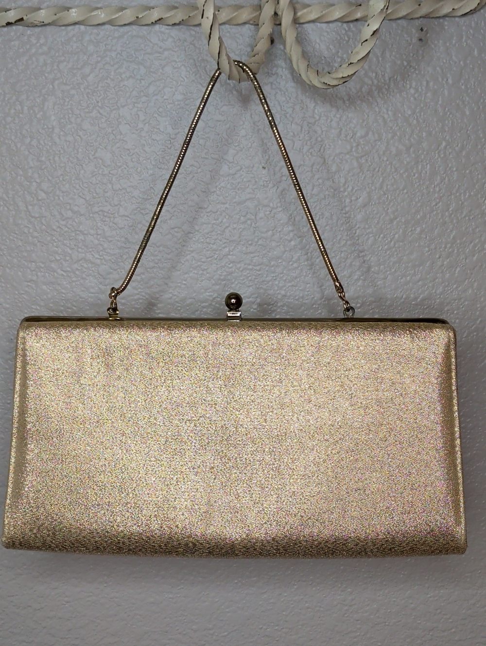 Vintage 60s Bobbie Jerome Evening Bag Gold Metallic Clutch Purse Wedding Formal